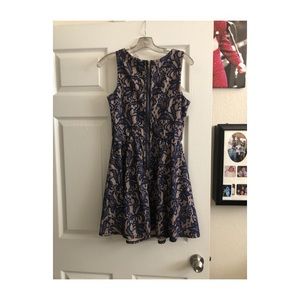 Navy blue and beige lace dress